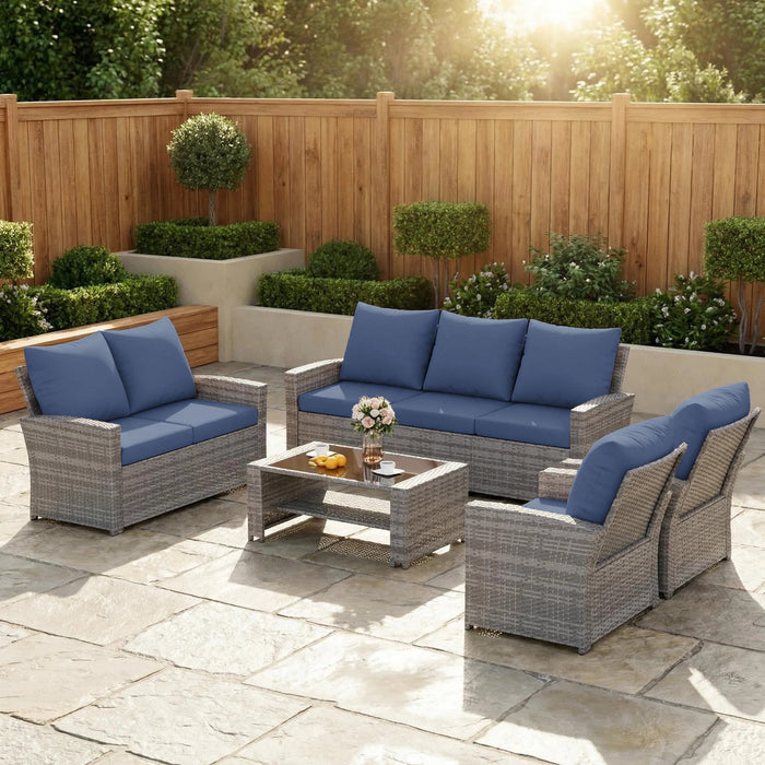 ELPOSUN Wicker Patio Furniture Set, 4 Piece Outdoor Sectional Conversa