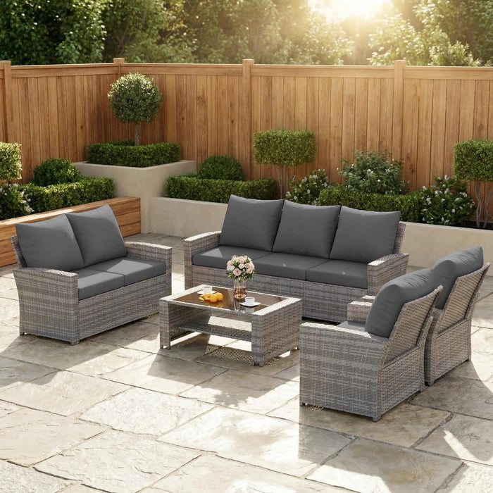 ELPOSUN Wicker Patio Furniture Set, 4 Piece Outdoor Sectional Conversa
