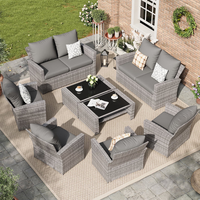 ELPOSUN Wicker Patio Furniture Set, 4 Piece Outdoor Sectional Conversa