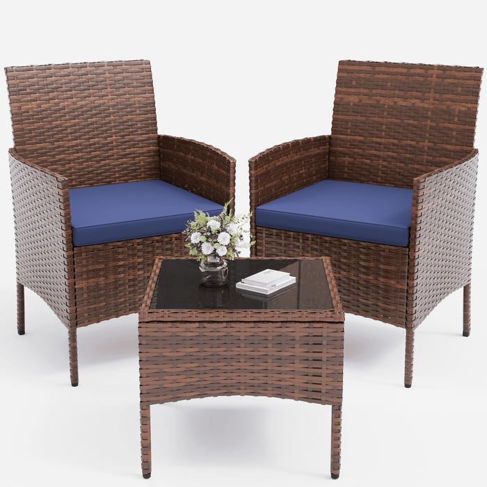 ELPOSUN 3 Piece Outdoor Patio Furniture Set Bistro Set with Coffee Tab