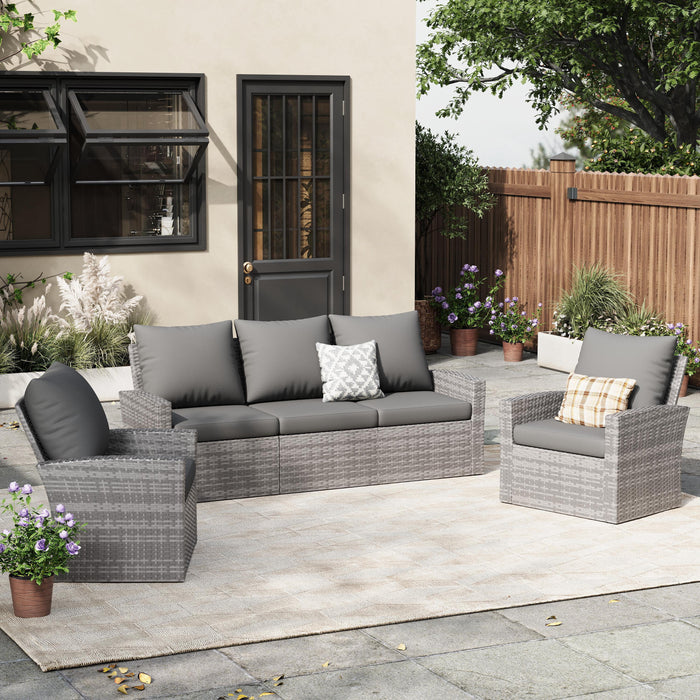 ELPOSUN Wicker Patio Furniture Set, 4 Piece Outdoor Sectional Conversa
