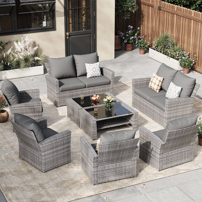 ELPOSUN Wicker Patio Furniture Set, 4 Piece Outdoor Sectional Conversa