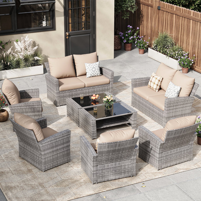 ELPOSUN Wicker Patio Furniture Set, 4 Piece Outdoor Sectional Conversa