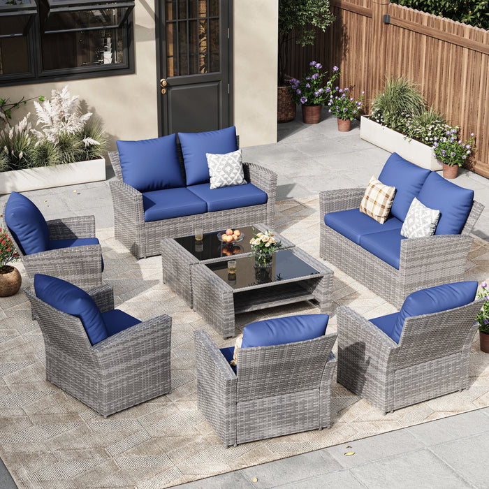 ELPOSUN Wicker Patio Furniture Set, 4 Piece Outdoor Sectional Conversa