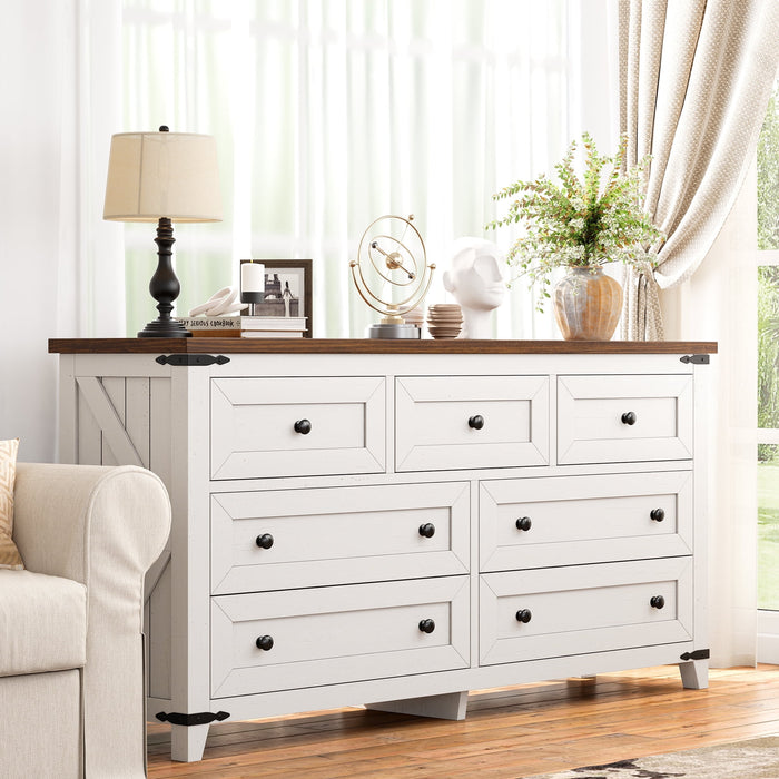 EnHomee Dresser for Bedroom White Dresser TV Stand Farmhouse Dresser w