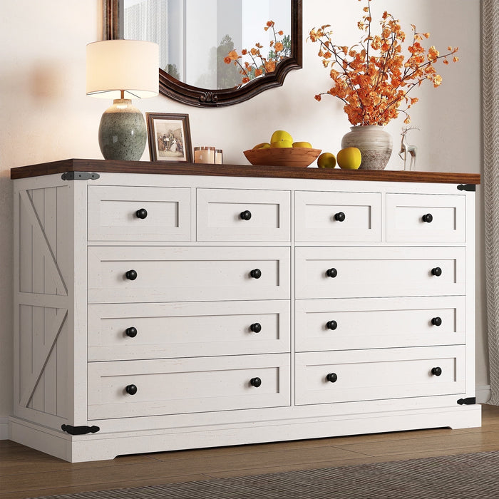 EnHomee Dresser for Bedroom White Dresser TV Stand Farmhouse Dresser w