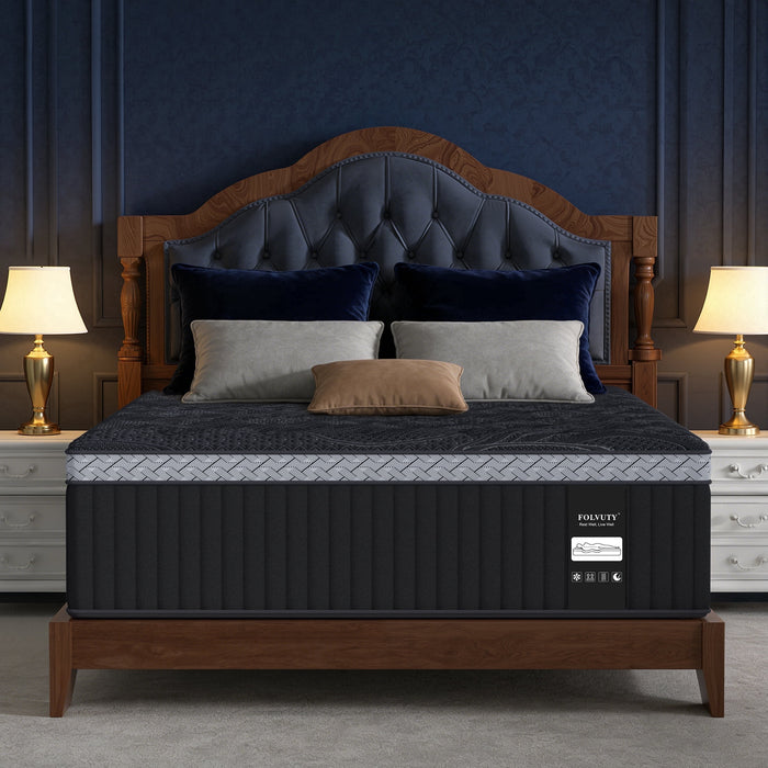 FOLVUTY Queen Mattress 14 inch Medium Firm Hybrid Mattress in a Box, G