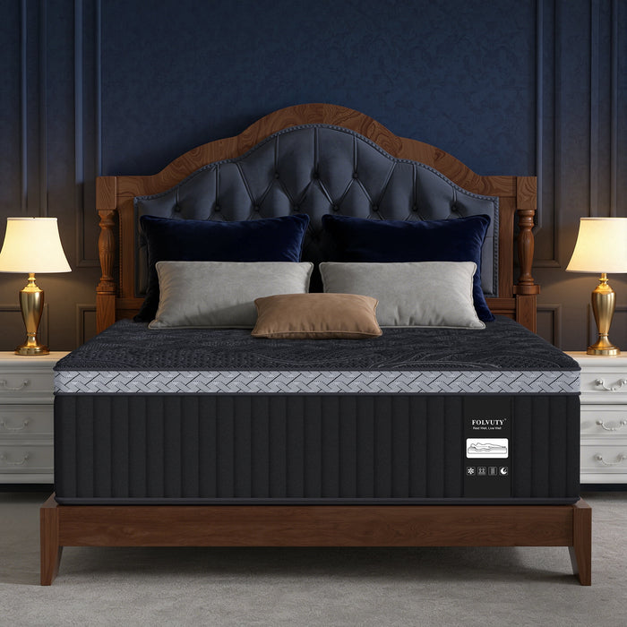 FOLVUTY Queen Mattress 14 inch Medium Firm Hybrid Mattress in a Box, G