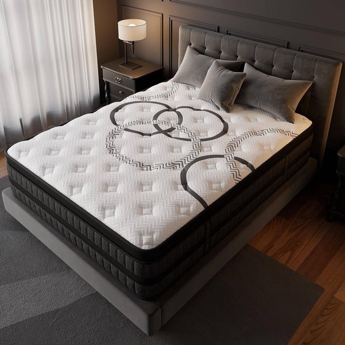 GREOO King Size 14 Inch Extra Firm Hybrid Gel Memory Foam Mattress wit