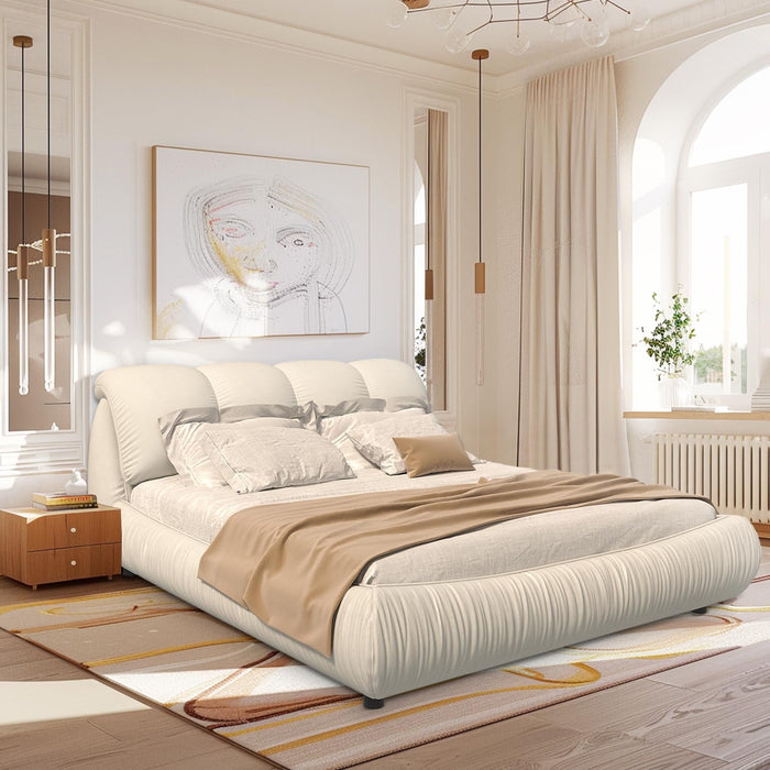King Bed Frame And Headboard,Upholstered Platform Bed With Oversized P