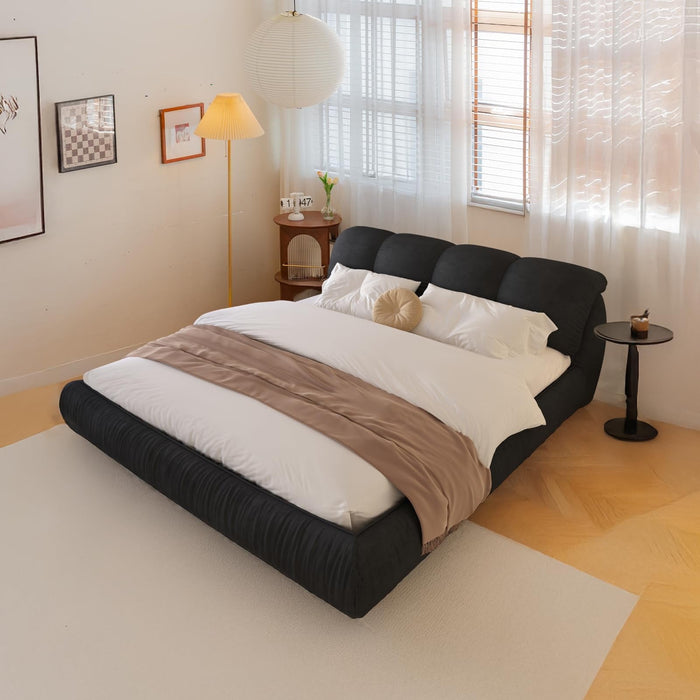 King Bed Frame And Headboard,Upholstered Platform Bed With Oversized P
