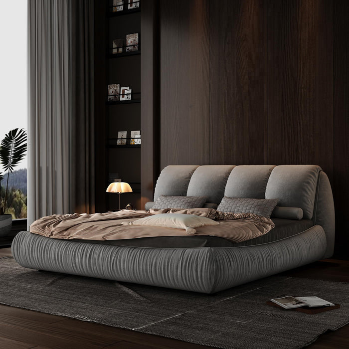 King Bed Frame And Headboard,Upholstered Platform Bed With Oversized P