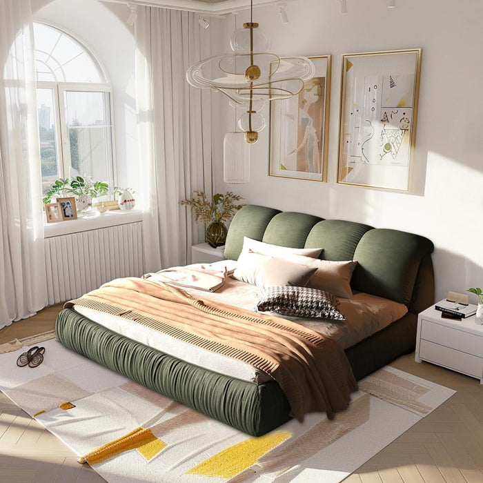King Bed Frame And Headboard,Upholstered Platform Bed With Oversized P
