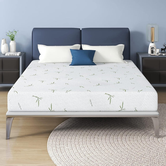 IULULU 10" Gel Queen Medium Firm Quilted Memory Foam with Bamboo Knit