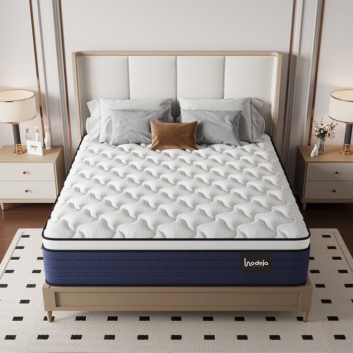 Lodeija 12 inch Queen Euro Top Hybrid Mattress,Breathable Knitted Fabr