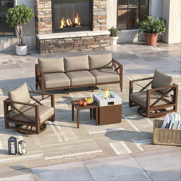MAISON HUIS Outdoor Aluminum Patio Furniture Set, 5 Piece All-Weather