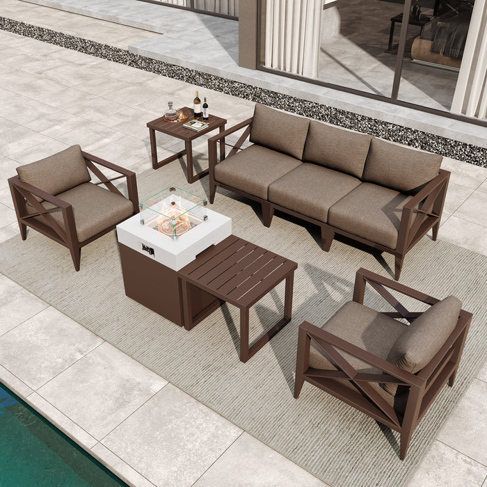 MAISON HUIS Outdoor Aluminum Patio Furniture Set, 5 Piece All-Weather