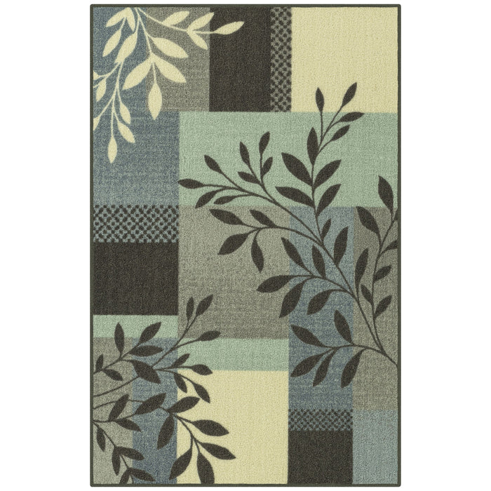 Mainstays Traditional Leaf Block Gray Print Indoor Area Rug, 7 ft x 10