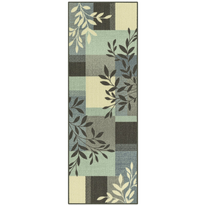 Mainstays Traditional Leaf Block Gray Print Indoor Area Rug, 7 ft x 10