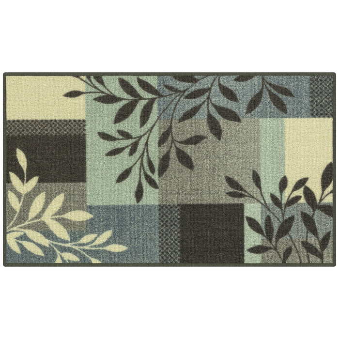 Mainstays Traditional Leaf Block Gray Print Indoor Area Rug, 7 ft x 10