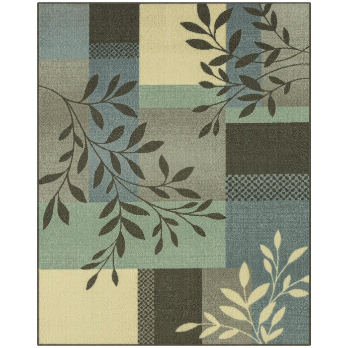 Mainstays Traditional Leaf Block Gray Print Indoor Area Rug, 7 ft x 10