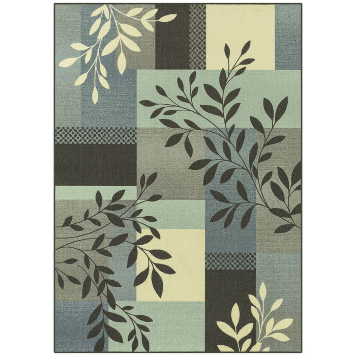 Mainstays Traditional Leaf Block Gray Print Indoor Area Rug, 7 ft x 10
