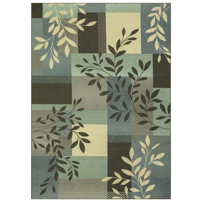 Mainstays Traditional Leaf Block Gray Print Indoor Area Rug, 7 ft x 10