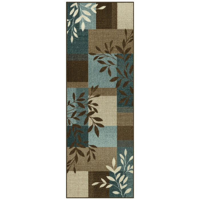 Mainstays Traditional Leaf Block Gray Print Indoor Area Rug, 7 ft x 10