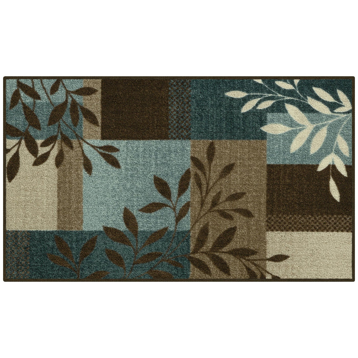 Mainstays Traditional Leaf Block Gray Print Indoor Area Rug, 7 ft x 10