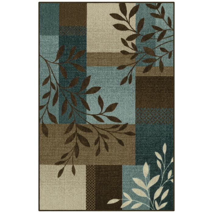 Mainstays Traditional Leaf Block Gray Print Indoor Area Rug, 7 ft x 10