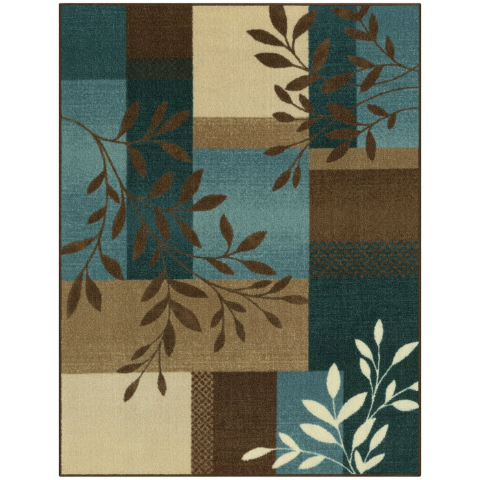 Mainstays Traditional Leaf Block Gray Print Indoor Area Rug, 7 ft x 10