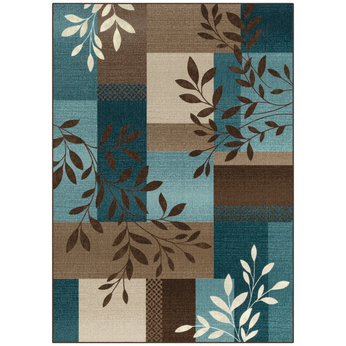 Mainstays Traditional Leaf Block Gray Print Indoor Area Rug, 7 ft x 10