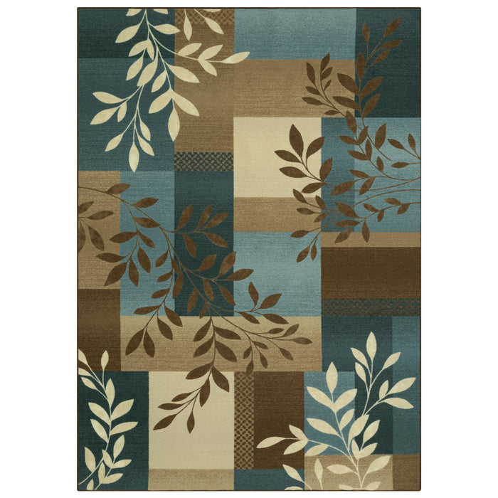 Mainstays Traditional Leaf Block Gray Print Indoor Area Rug, 7 ft x 10