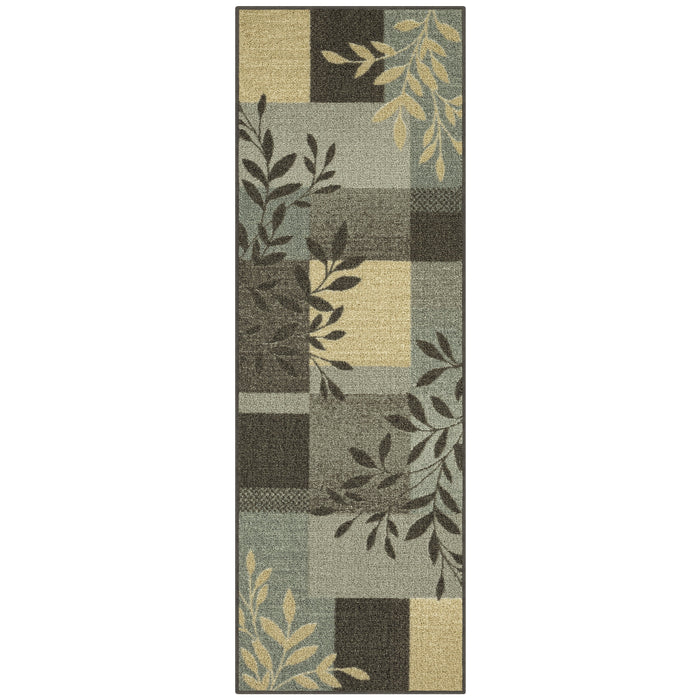 Mainstays Traditional Leaf Block Gray Print Indoor Area Rug, 7 ft x 10