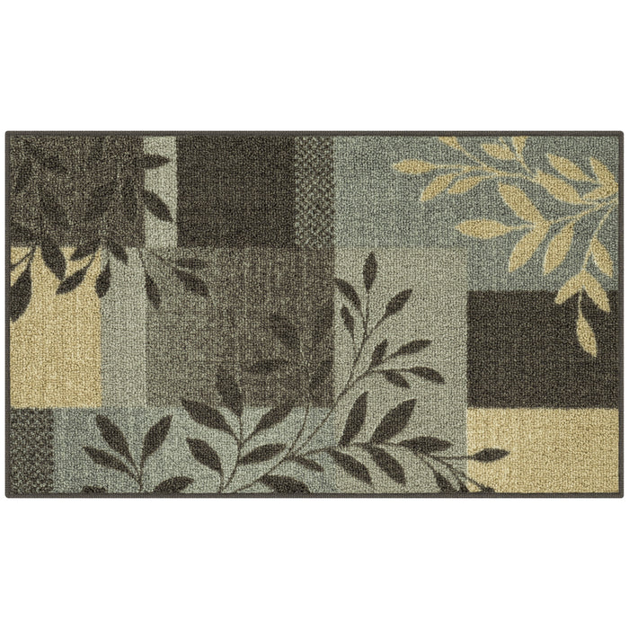 Mainstays Traditional Leaf Block Gray Print Indoor Area Rug, 7 ft x 10
