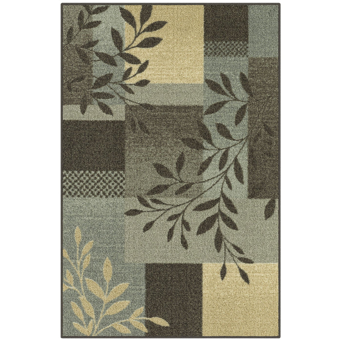 Mainstays Traditional Leaf Block Gray Print Indoor Area Rug, 7 ft x 10