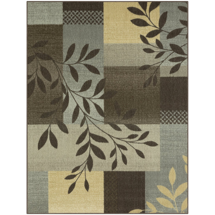 Mainstays Traditional Leaf Block Gray Print Indoor Area Rug, 7 ft x 10
