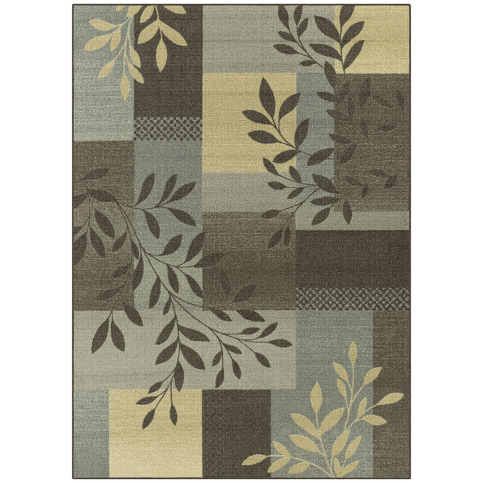Mainstays Traditional Leaf Block Gray Print Indoor Area Rug, 7 ft x 10