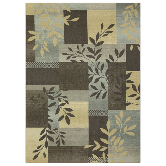 Mainstays Traditional Leaf Block Gray Print Indoor Area Rug, 7 ft x 10