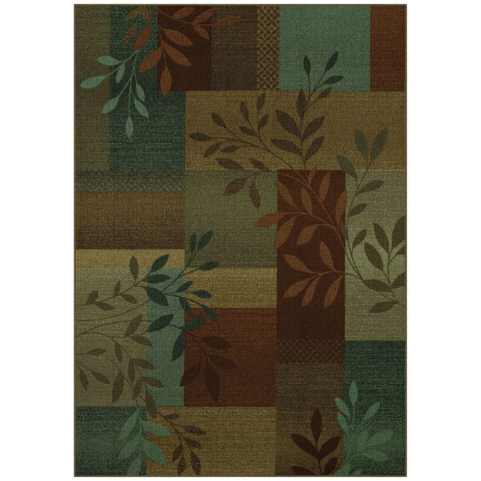 Mainstays Traditional Leaf Block Gray Print Indoor Area Rug, 7 ft x 10