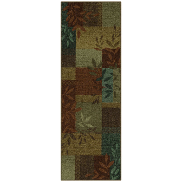 Mainstays Traditional Leaf Block Gray Print Indoor Area Rug, 7 ft x 10
