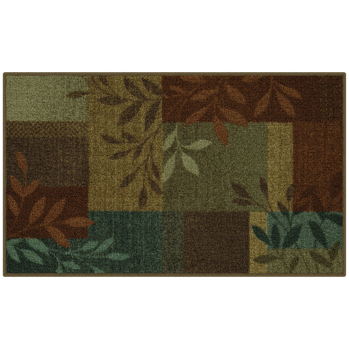 Mainstays Traditional Leaf Block Gray Print Indoor Area Rug, 7 ft x 10