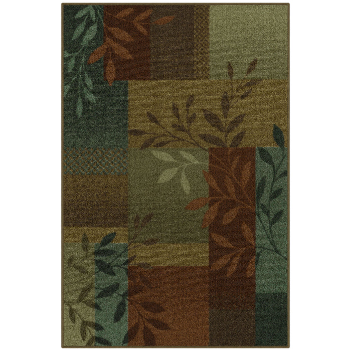 Mainstays Traditional Leaf Block Gray Print Indoor Area Rug, 7 ft x 10