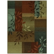 Mainstays Traditional Leaf Block Gray Print Indoor Area Rug, 7 ft x 10