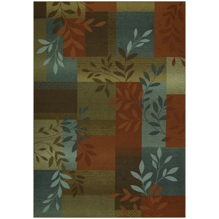 Mainstays Traditional Leaf Block Gray Print Indoor Area Rug, 7 ft x 10