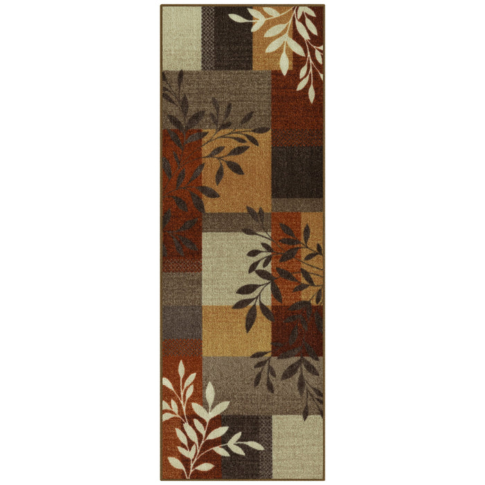Mainstays Traditional Leaf Block Gray Print Indoor Area Rug, 7 ft x 10