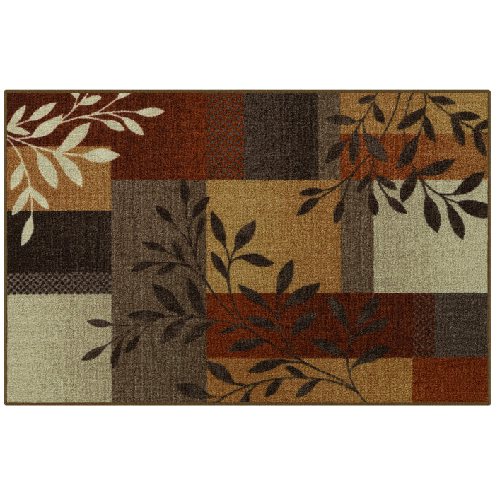 Mainstays Traditional Leaf Block Gray Print Indoor Area Rug, 7 ft x 10