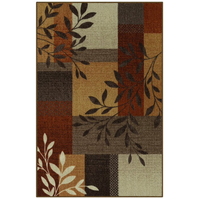 Mainstays Traditional Leaf Block Gray Print Indoor Area Rug, 7 ft x 10