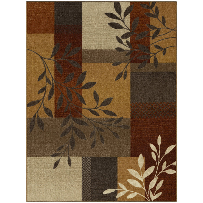 Mainstays Traditional Leaf Block Gray Print Indoor Area Rug, 7 ft x 10