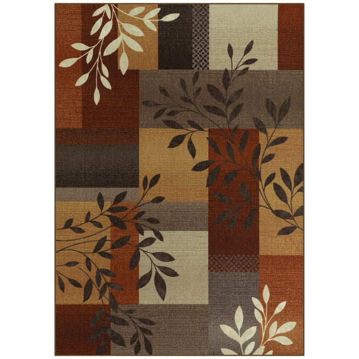 Mainstays Traditional Leaf Block Gray Print Indoor Area Rug, 7 ft x 10